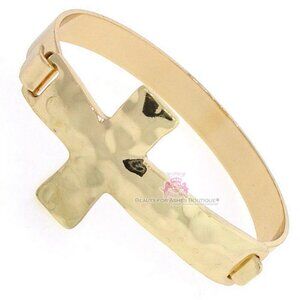 Goldtone Cross Cuff Bracelet